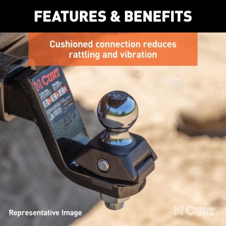 CURT RockerBall Trailer Ball with ShockDrop Technology CURT RockerBall cushion hitch ball, reducing jerking and noise at coupling point