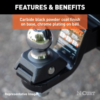 CURT RockerBall Trailer Ball with ShockDrop Technology CURT RockerBall cushion hitch ball, reducing jerking and noise at coupling point