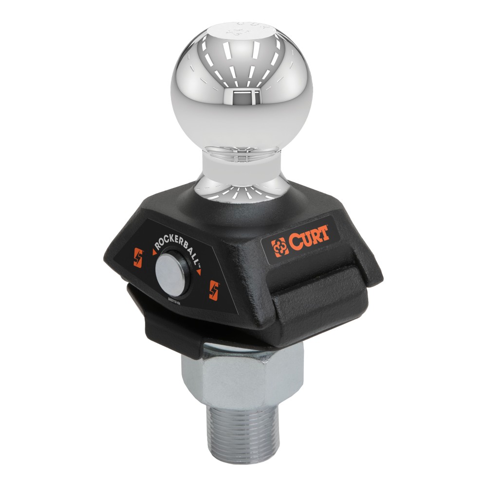 CURT RockerBall Trailer Ball with ShockDrop Technology for Smooth Towing CURT RockerBall trailer ball with ShockDrop technology for enhanced control and quiet towing