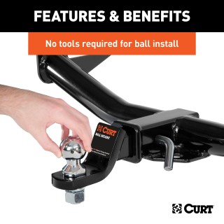 CURT Switch Ball trailer balls with interchangeable heads and J-groove design for various towing needs.