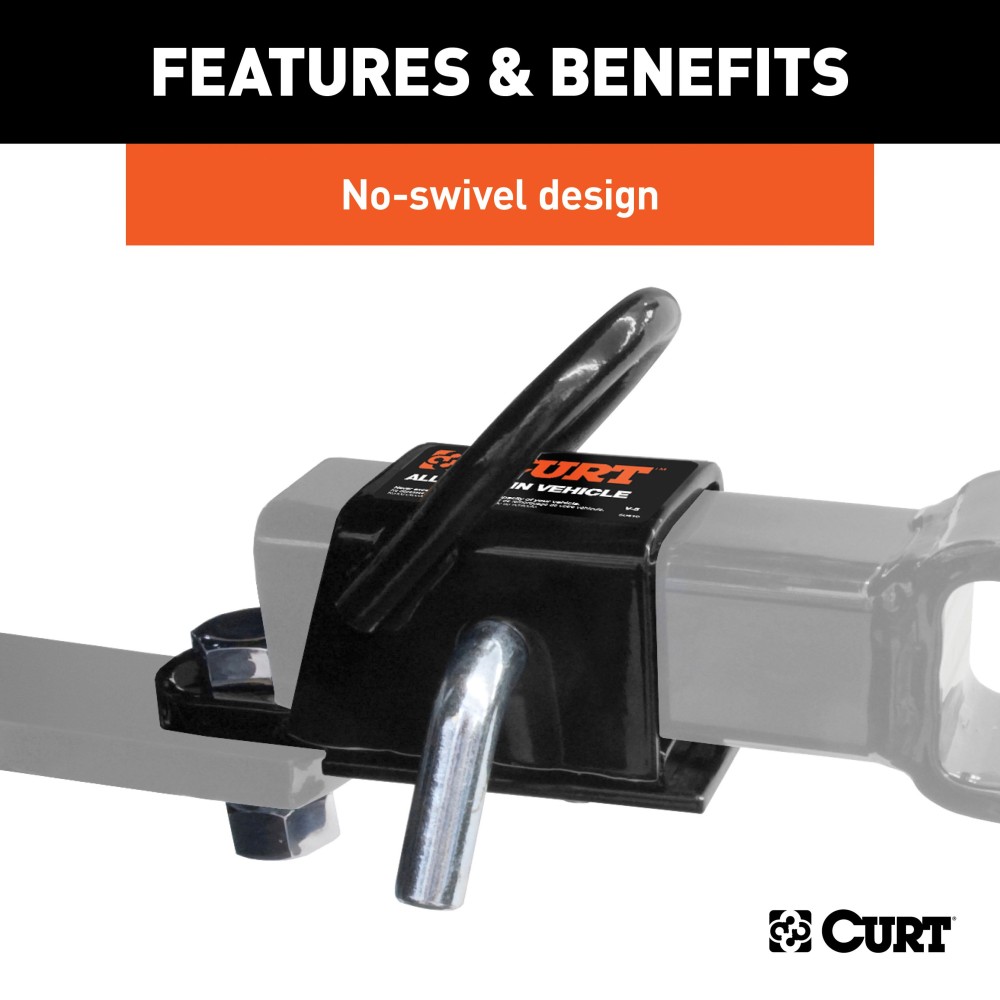 CURT ATV Towing Adapter with 2-inch Receiver and No-Swivel Design CURT ATV bolt-on adapter with 2-inch receiver and welded D-ring for towing