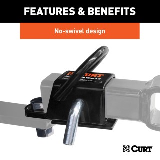 CURT ATV Towing Adapter with 2-inch Receiver and No-Swivel Design CURT ATV bolt-on adapter with 2-inch receiver and welded D-ring for towing