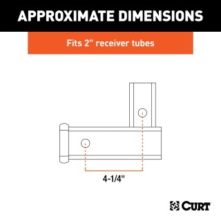 CURT Vertical Trailer Hitch Adapter for Standard Ball Mount CURT vertical trailer hitch adapter with 2x2 shank, black matte finish, lifting 5,000 lbs.
