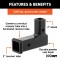 CURT Vertical Trailer Hitch Adapter for Standard Ball Mount CURT vertical trailer hitch adapter with 2x2 shank, black matte finish, lifting 5,000 lbs.