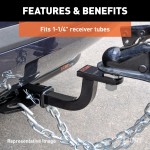 CURT Class 1 Ball Mount for Lightweight Towing Applications CURT class 1 ball mount with high-gloss black finish and 1-1/4" receiver.