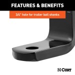 CURT class 1 ball mount for lightweight towing, black powder coat finish, fits 1-1/4 inch hitch receiver