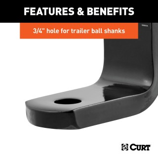 CURT Class 1 Ball Mount for Lightweight Towing Applications CURT class 1 ball mount for lightweight towing, black powder coat finish, fits 1-1/4 inch hitch receiver