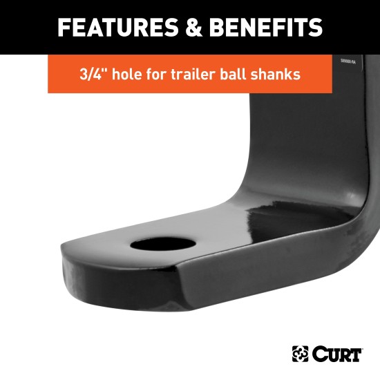 CURT class 1 ball mount for lightweight towing, black powder coat finish, fits 1-1/4 inch hitch receiver