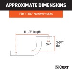 CURT Class 1 Ball Mount for Lightweight Towing Applications CURT class 1 ball mount with a high-gloss black finish for 1-1/4 inch hitches.
