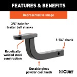 CURT Class 1 Ball Mount for Lightweight Towing Applications CURT class 1 ball mount with a high-gloss black finish for 1-1/4 inch hitches.