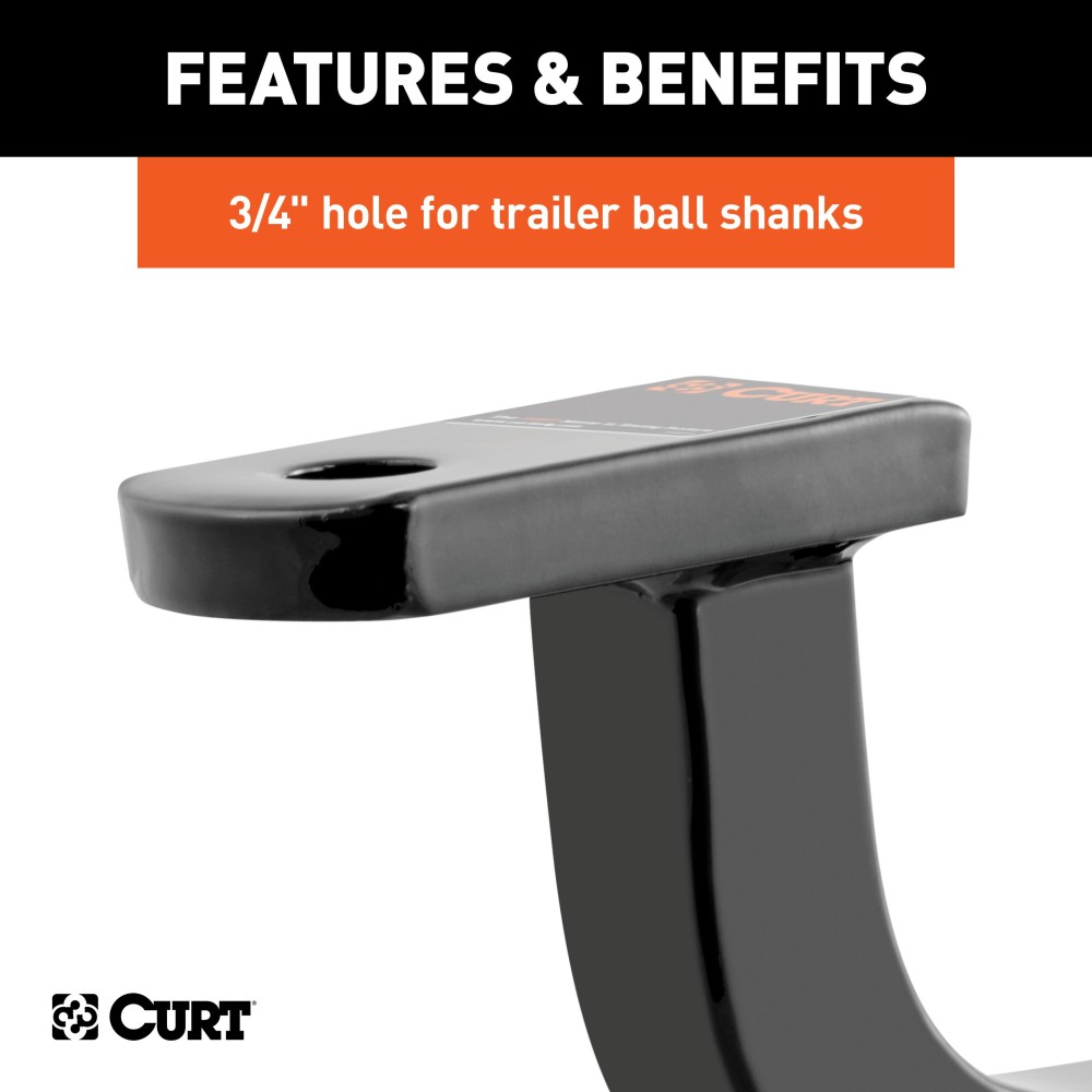 CURT Class 1 Ball Mount for Lightweight Towing Applications CURT class 1 ball mount with a high-gloss black finish for 1-1/4 inch hitches.