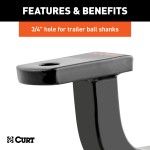 CURT Class 1 Ball Mount for Lightweight Towing Applications CURT class 1 ball mount with a high-gloss black finish for 1-1/4 inch hitches.
