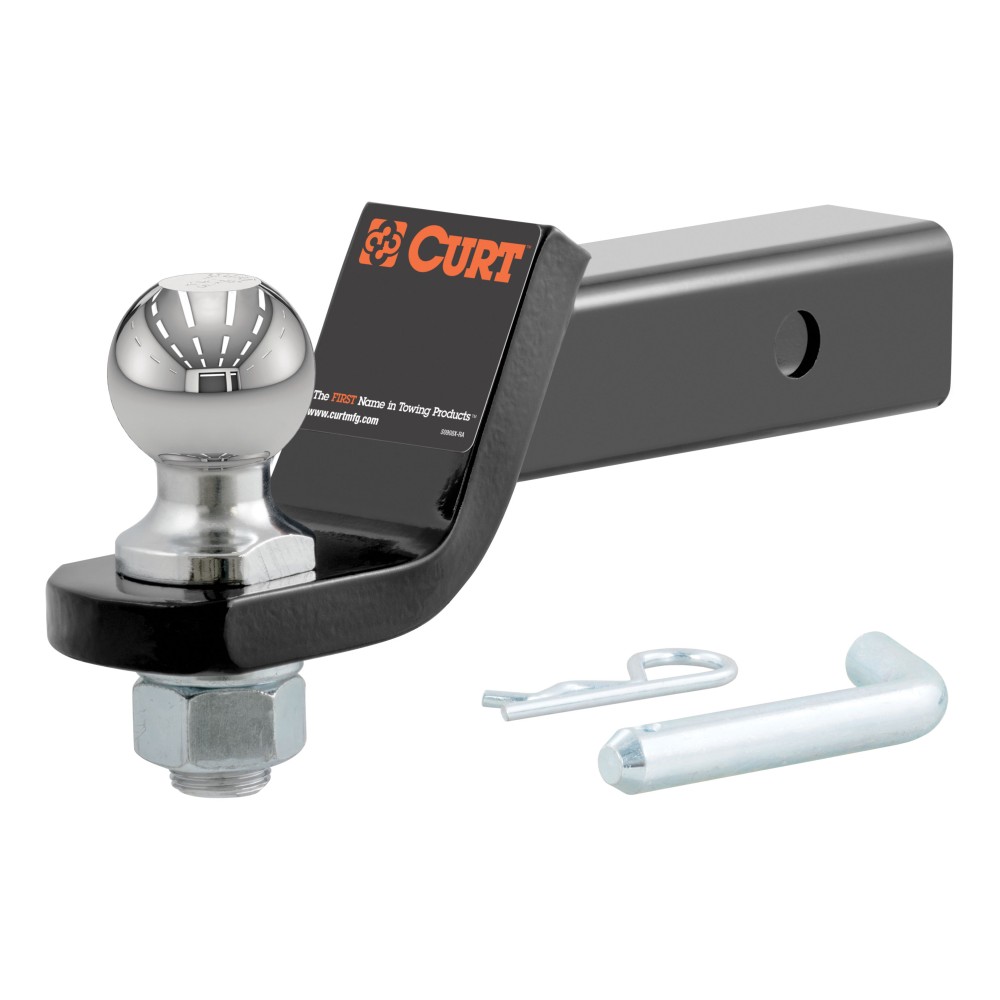 CURT Loaded Ball Mount with Pre-fitted 2 Inch Trailer Ball CURT loaded ball mount with factory-torqued 2 inch trailer ball.
