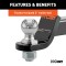 CURT loaded ball mount with factory-torqued 2 inch trailer ball.