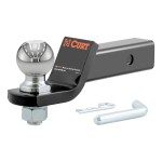 CURT Loaded Ball Mount with 2-5/16 Inch Trailer Ball and Clip CURT loaded ball mount with pre-fitted 2-5/16 inch trailer ball, pin, and clip.