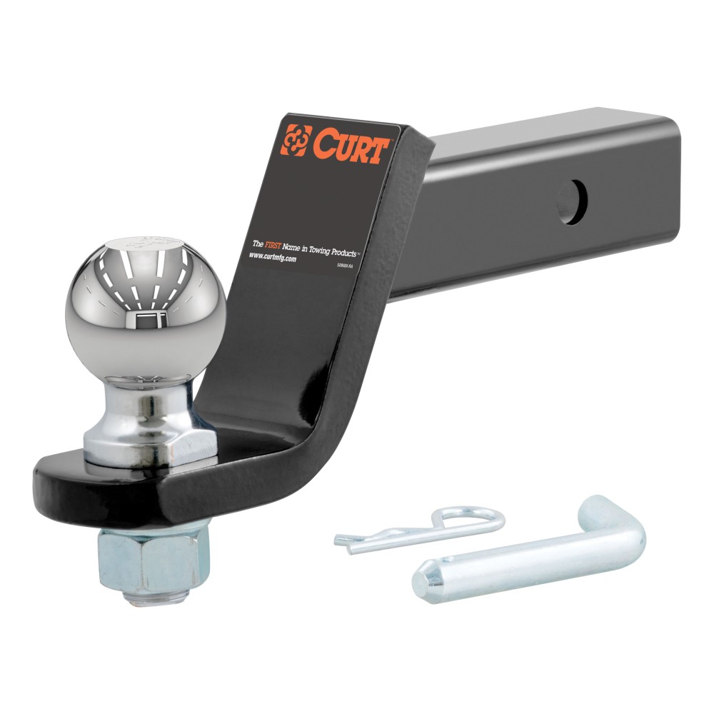 CURT Loaded Ball Mount with 2-5/16" Factory-Torqued Trailer Ball CURT loaded ball mount for towing, featuring gloss black finish and factory-torqued 2-5/16" trailer ball