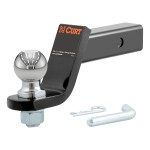 CURT Loaded Ball Mount with 2-5/16" Factory-Torqued Trailer Ball CURT loaded ball mount for towing, featuring gloss black finish and factory-torqued 2-5/16" trailer ball