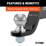 CURT Loaded Ball Mount with 2-5/16" Factory-Torqued Trailer Ball CURT loaded ball mount for towing, featuring gloss black finish and factory-torqued 2-5/16" trailer ball