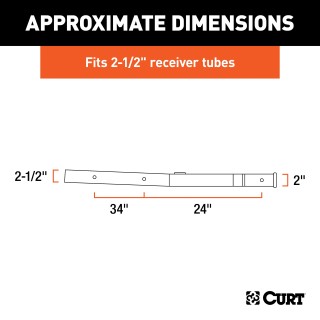 CURT 2-1/2 to 2 inch hitch adapter with safety features CURT hitch adapter converting 2-1/2 to 2 inches, with safety chain loops and electrical bracket