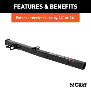 CURT 2-1/2 to 2 inch hitch adapter with safety features CURT hitch adapter converting 2-1/2 to 2 inches, with safety chain loops and electrical bracket