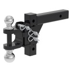 CURT Adjustable Ball Mount with Dual Ball for Trailer Towing CURT adjustable ball mount featuring dual ball sizes and adjustable shank for versatile trailer towing.