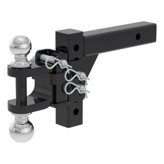 CURT Adjustable Ball Mount with Dual Ball for Trailer Towing CURT adjustable ball mount featuring dual ball sizes and adjustable shank for versatile trailer towing.