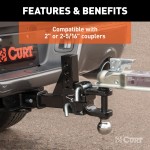 CURT Adjustable Ball Mount with Dual Ball for Trailer Towing CURT adjustable ball mount featuring dual ball sizes and adjustable shank for versatile trailer towing.