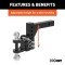 CURT Adjustable Ball Mount with Dual Ball for Trailer Towing CURT adjustable ball mount featuring dual ball sizes and adjustable shank for versatile trailer towing.