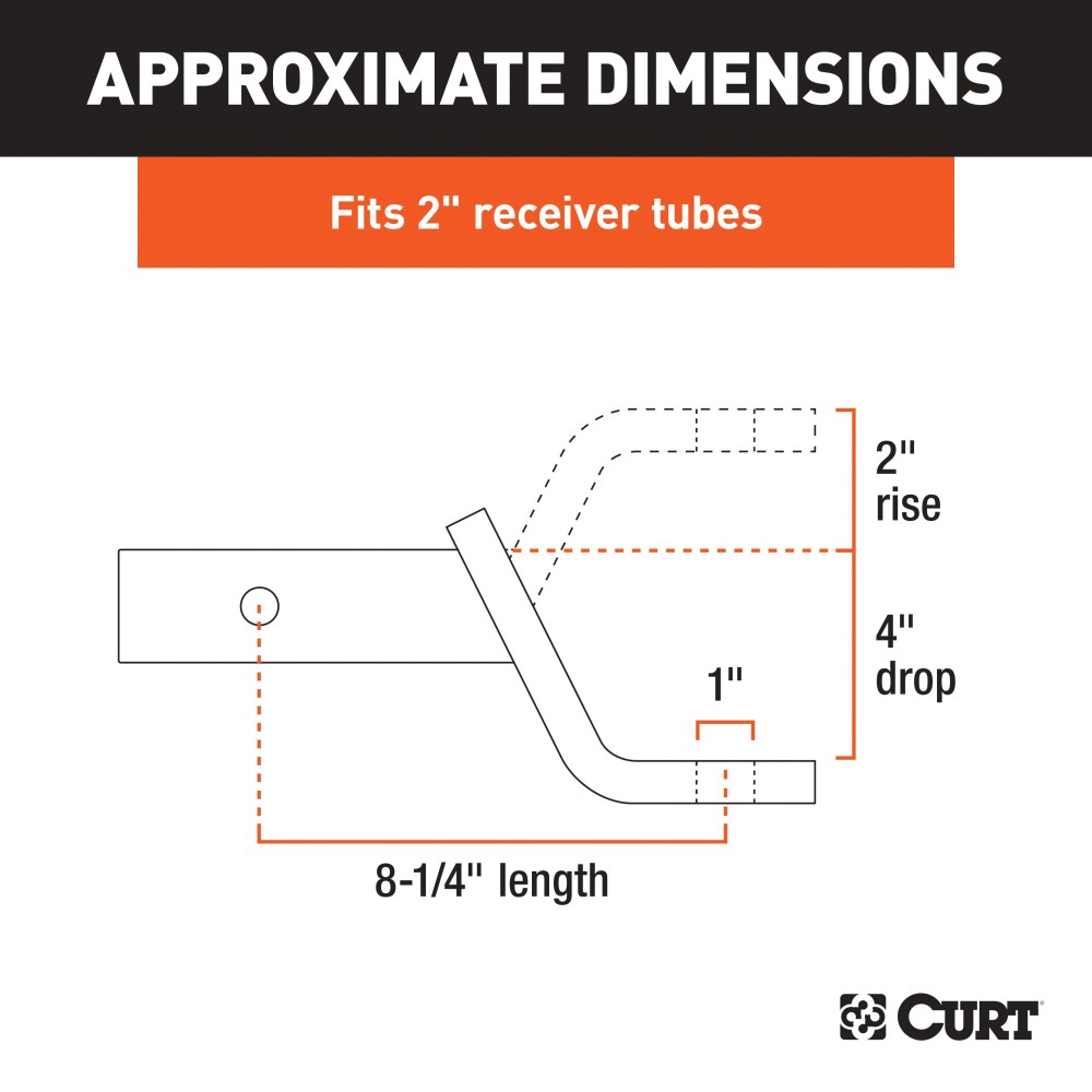 CURT Class 3 Ball Mount with 2 Inch Shank and 7500 lbs Capacity CURT Class 3 ball mount with 2 inch shank, 7500 lbs capacity, glossy black finish