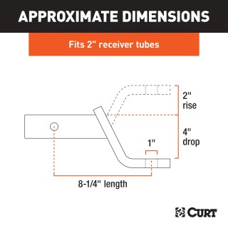 CURT Class 3 Ball Mount with 2 Inch Shank and 7500 lbs Capacity CURT Class 3 ball mount with 2 inch shank, 7500 lbs capacity, glossy black finish