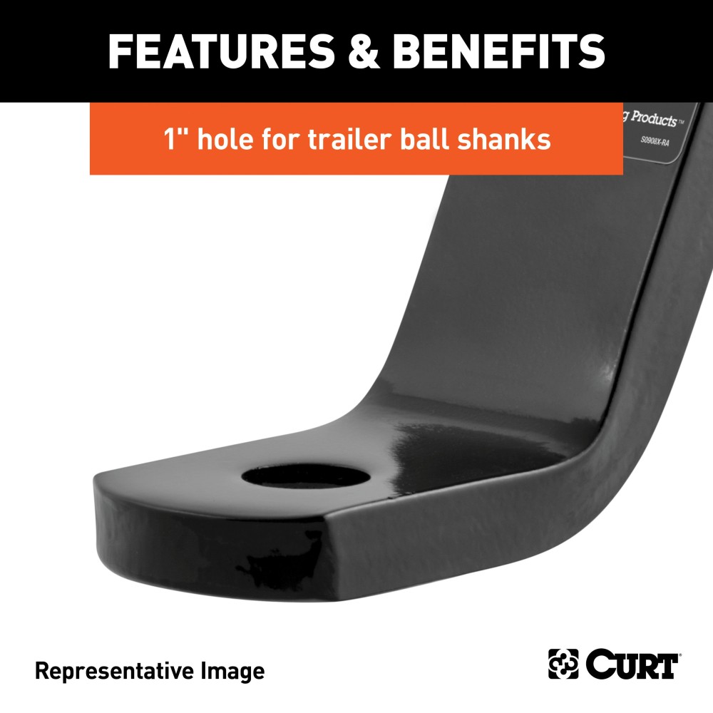 CURT Class 3 Ball Mount with 2 Inch Shank and 7500 lbs Capacity CURT Class 3 ball mount with 2 inch shank, 7500 lbs capacity, glossy black finish