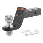 CURT Loaded Ball Mount with Factory-Torqued Trailer Ball CURT loaded ball mount with 2 inch trailer ball, black finish, and hitch pin