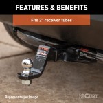 CURT Loaded Ball Mount with Factory-Torqued Trailer Ball CURT loaded ball mount with 2 inch trailer ball, black finish, and hitch pin