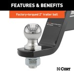 CURT Loaded Ball Mount with Factory-Torqued Trailer Ball CURT loaded ball mount with 2 inch trailer ball, black finish, and hitch pin