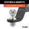 CURT Loaded Ball Mount with Factory-Torqued Trailer Ball CURT loaded ball mount with 2 inch trailer ball, black finish, and hitch pin