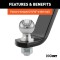 CURT Loaded Ball Mount with 2-5/16 Inch Trailer Ball and Clip CURT loaded ball mount featuring a 2-5/16 inch trailer ball with pin and clip