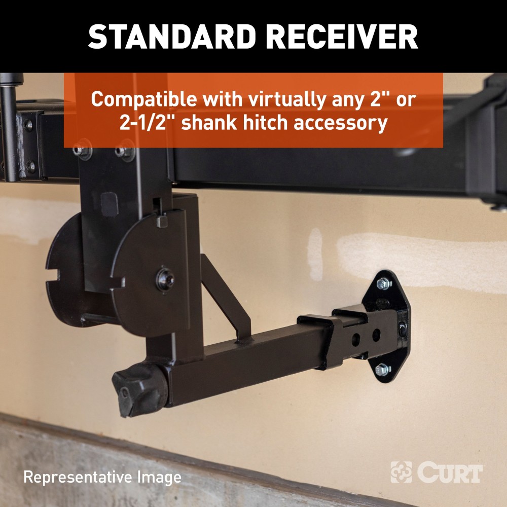 CURT hitch accessory wall mount for secure storage of towing tools