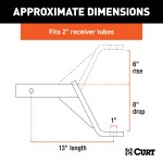 CURT class 3 ball mount with 2x2 inch shank, 8 inch drop, 6 inch rise, and 5000 lbs capacity.