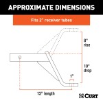 CURT Class 3 Ball Mount with 2" Receiver and Durable Finish CURT Class 3 ball mount for 2 inch hitch, durable black finish, towing