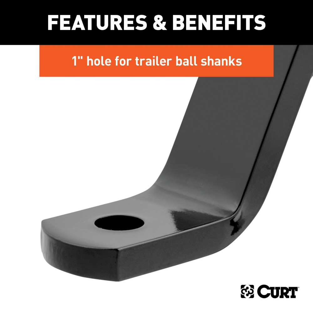 CURT Class 3 Ball Mount with 2" Receiver and Durable Finish CURT Class 3 ball mount for 2 inch hitch, durable black finish, towing