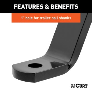CURT Class 3 Ball Mount with 2" Receiver and Durable Finish CURT Class 3 ball mount for 2 inch hitch, durable black finish, towing