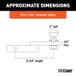CURT Class 2 Towing Starter Kit - Ball Mount and Hitch Pin CURT towing starter kit with class 2 ball mount and hitch pin for secure and easy trailer hitch setup.