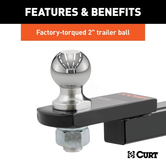 CURT Class 2 Towing Starter Kit - Ball Mount and Hitch Pin CURT towing starter kit with class 2 ball mount and hitch pin for secure and easy trailer hitch setup.
