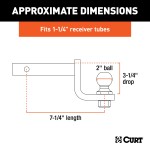 CURT Towing Starter Kit with Class 2 Ball Mount and Hitch Pin CURT towing starter kit including class 2 ball mount, hitch pin, and chrome-plated trailer ball for 1-1/4 inch hitch receivers.