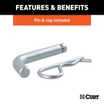CURT Towing Starter Kit with Class 2 Ball Mount and Hitch Pin CURT towing starter kit including class 2 ball mount, hitch pin, and chrome-plated trailer ball for 1-1/4 inch hitch receivers.