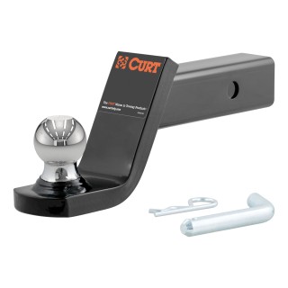CURT Fusion Ball Mount with Fixed Trailer Ball for 2-Inch Hitch CURT Fusion ball mount with permanently attached 1-7/8 inch trailer ball for towing.