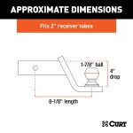 CURT Fusion Ball Mount with Fixed Trailer Ball for 2-Inch Hitch CURT Fusion ball mount with permanently attached 1-7/8 inch trailer ball for towing.