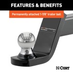 CURT Fusion Ball Mount with Fixed Trailer Ball for 2-Inch Hitch CURT Fusion ball mount with permanently attached 1-7/8 inch trailer ball for towing.