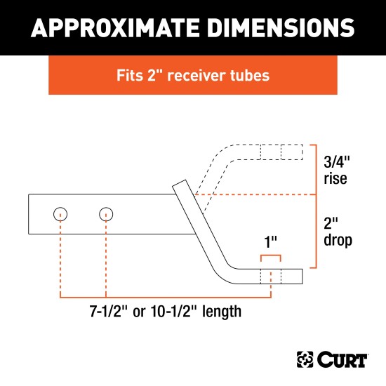 CURT Dual Length Ball Mount for Versatile Towing Solutions CURT dual length ball mount for towing, fits 2 inch hitch receiver, black powder coat finish