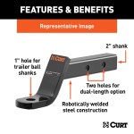 CURT Dual Length Ball Mount for Versatile Towing Solutions CURT dual length ball mount for towing, fits 2 inch hitch receiver, black powder coat finish